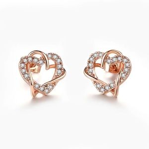 Double Fair Love Heart Intertwined Stud Earrings